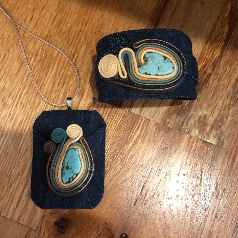 Hand made jewelry. Bracelet and matching pendant.